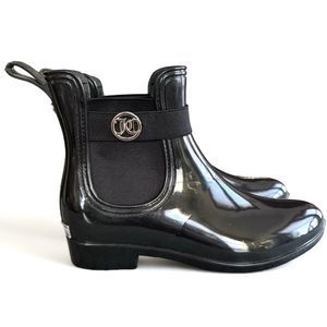 Juicy Couture Tarain Ankle Chelsea Rain Boots Solid Black Pull-On Sz 7